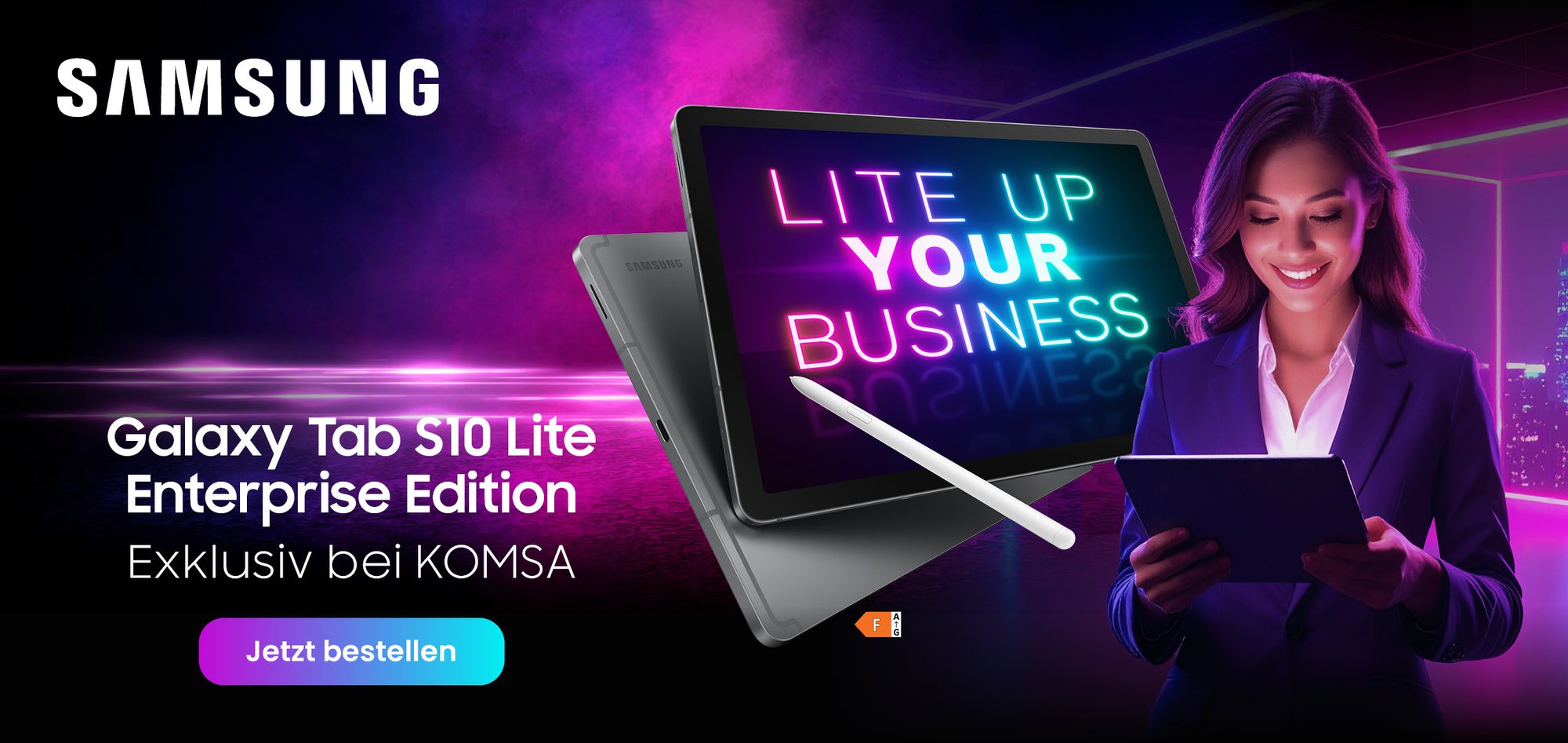 Bannergrafik Samsung Tab10 Lite Enterprise Edition von KOMSA